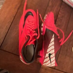 Pink Nike soccer cleats